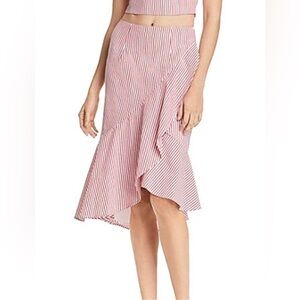 WAYF Striped Red Ruffle Skirt Sz Small
